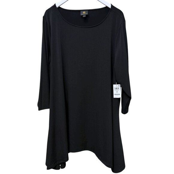 JM Collection Black Tunic Plus Size 4X Womens Top Stretch Jersey Modern NWT - Picture 1 of 9